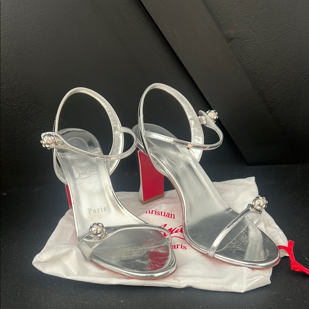 Christian Louboutin Silver Red Heels